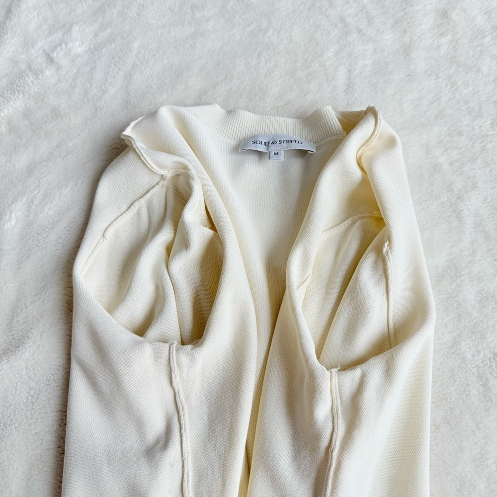 SOLID & STRIPED Cream Ribbed Bell-Sleeve Top - Picture 8 of 11